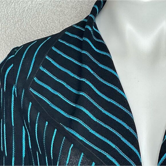 Ming Wang Black Stripe Waterfall Cardigan Size Small - Picture 2 of 16
